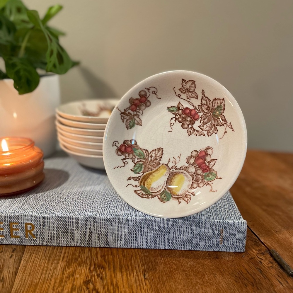 Vintage Harmony House “Fruit Arbor” Berry / Dessert Bowls – Set of 8, Japan (6”)